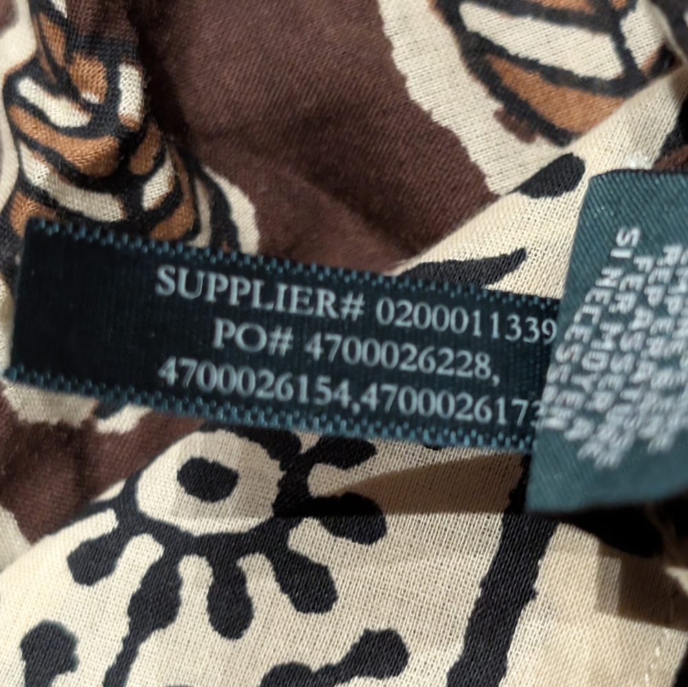 Lauren Ralph Lauren 2X Cotton Leaf Print Tunic Top Brown Boho Plus Size EUC - Picture 5 of 8